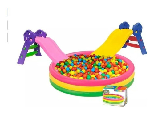 Combo Piscina Inflable 168cm + 300 Pelotas + Deslizador 