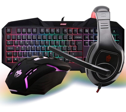 Kit De Teclado E Mouse Gamer Evolut Eg-50 Português Brasil