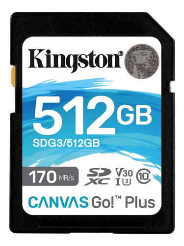 Memoria Sd Kingston Canvas Go Plus 512gb C10 U3 V30 170mb/s