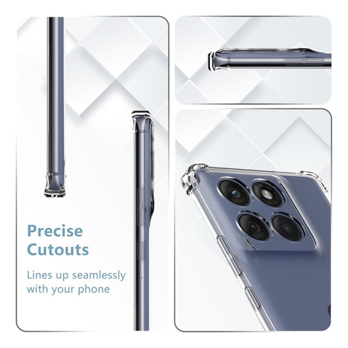 For Moto Edge 60 Fusion Funda Case Soft Silicona Rudo Uso Transparente + 2 Hydrogel Mica