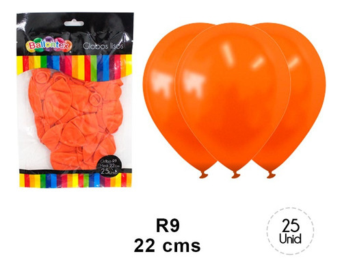 Pack 50 Globos Liso Bio Latex Colores Surtidos Fiestas R9 Color Naranja