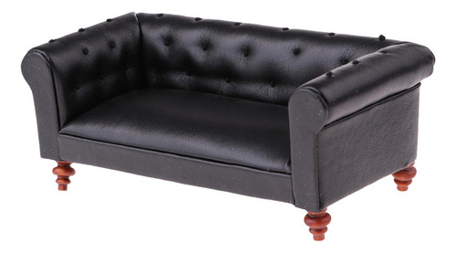 1/12 Miniatura Cuero Sofá Sofá Silla Casa Salón Muebles