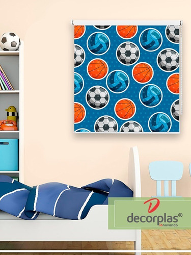 Cortina Enrollable Diseño Teens Pelotas 1.10x1.60 Decorplas