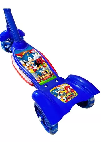 Patinete Infantil sonic cesta 3 Rodas Com Luzes E Musica - Patinete