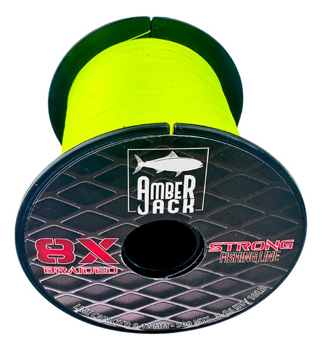 Multifilamento Amberjack 8x Bobina 500 Mts Todas Las Medidas Color Amarillo 0.12 mm - Resistencia 8.16 kg - 18 lbs