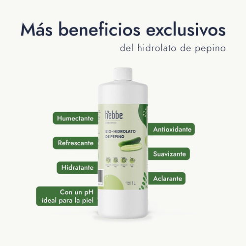 Imagen 5 de 9 de Tónico Facial Agua De Pepino 100% Natural 1 L
