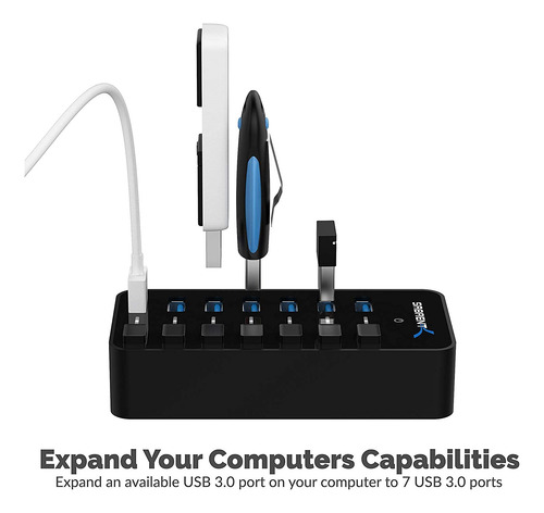 Conmutadores Y Led Sabrent Usb Hub De 7 Puertos