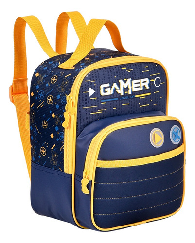 Mochila Costas Gamer Lancheira E Estojo Meninos Infantil Cor Azul