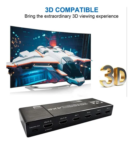 Nuevo Hdmi2.0 4x2 4:2 4 En 2 Salida Matriz Hdmi Video Switch