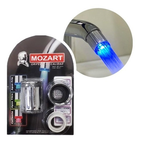 Imagen 2 de 4 de Pico Griferia Para Baño Cocina Difusor Led Color Canilla
