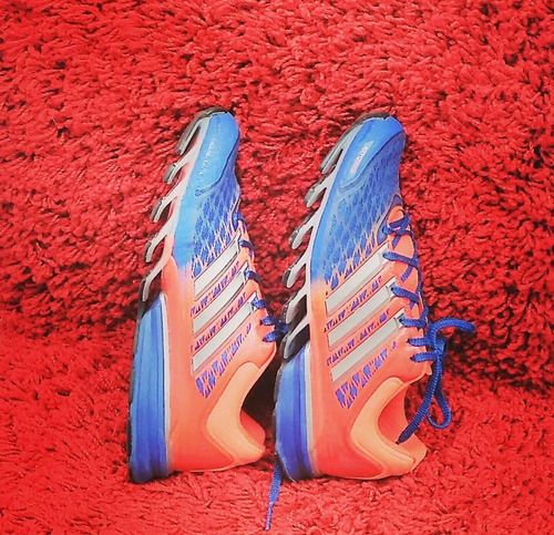 1269 Tenis Laranja Com Azul Royal