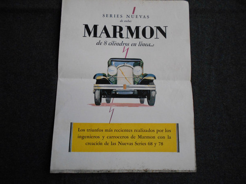 Marmon Automóvil Antiguo Folleto Catálogo Publicidad