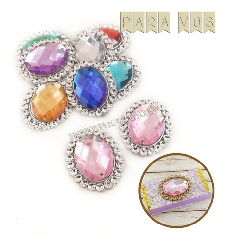 Bases Camafeos + Gemas Ideal Decoracion Candy Bar Adorno X10