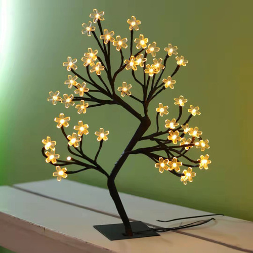 Lámpara De Árbol De Bonsái Con Decoraciones Luces Led