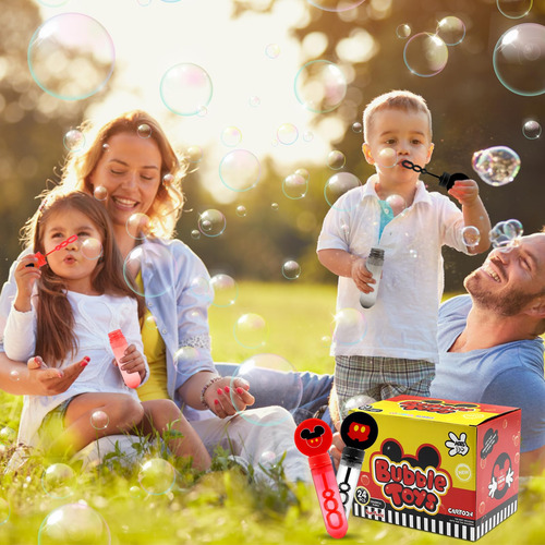 24 Varitas Burbujas Ratón Fiesta Niños Cumpleaños Suministro Color