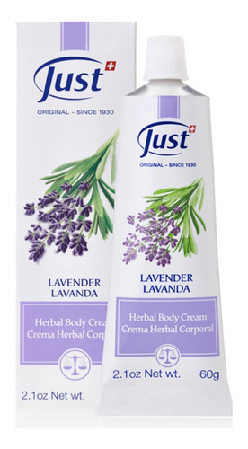 Crema Hidratante Lavanda Just 60g Tubo Cuidado Corporal Lavanda