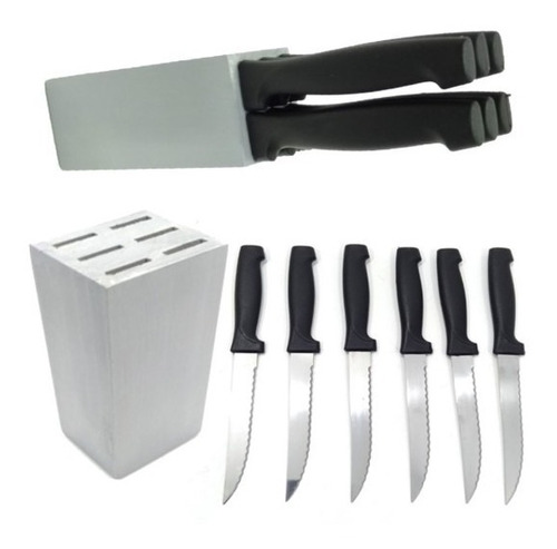 Kit 6 Facas Para Churrasco  Com Cepo Nirosta Alemanha