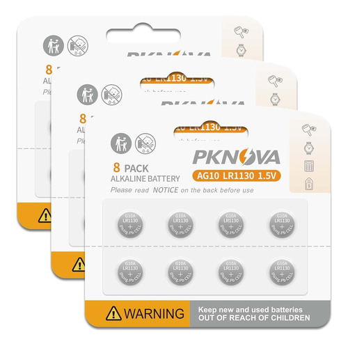 Pknova - Pilas Lr1130 Ag10, Pilas De Botón Ag10, Pilas Alcal