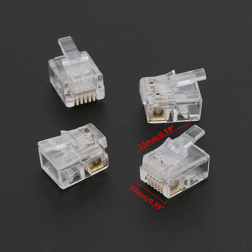 Cable Modular Rj12 6p6c, 100 Unidades, Para Teléfonos Y Cone