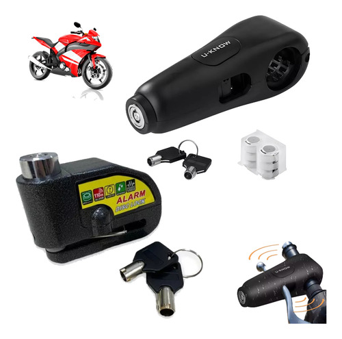 Set Candado Para Moto Traba Volante + Traba Disco Antirobo