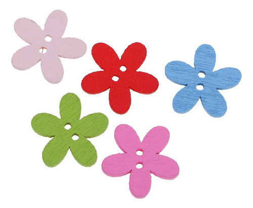 100pc Colorful Flower Flatback Botones De 2 Agujeros Craft