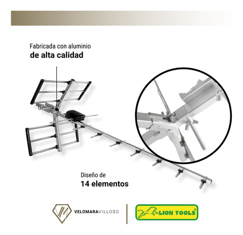 Antena Aérea Televisión Digital Hd Hdtv 14 Elementos Lion