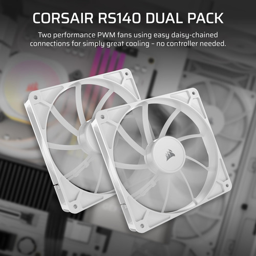 Ventilador Corsair Rs140 140 Mm Pwm Daisy-chain Branco De Ba