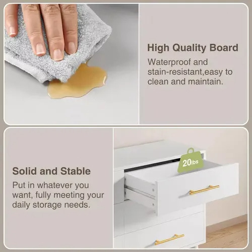 Madera Cómoda De 6 Cajones Con Tiradores De Metal