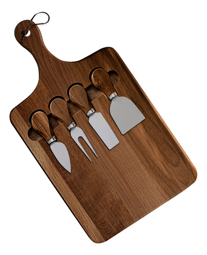 Tabla De Madera Maciza Para Quesos Y Picadas 42x22cm