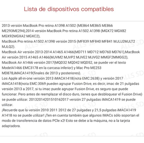 Gzsd 4 Adaptador Ssd M.2 Nvme Pice Para Macbook Pro/ Air2013-2017