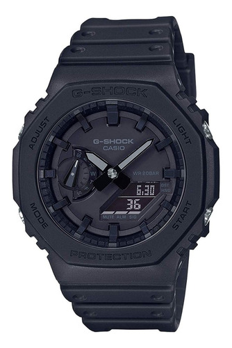 Reloj pulsera Casio GA-2100 con correa de resina color negro