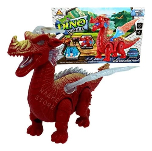 Dinosaurio Dragon Con Alas Luces Sonido Movimiento Camina Dinosaurio Varios
