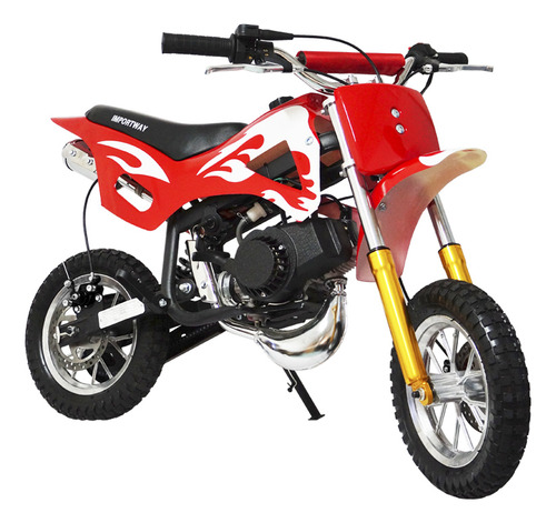 Mini Moto Cross Infantil Gasolina 2t 49cc Trilha Vermelha