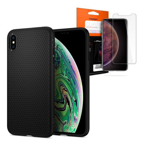 Combo Estuche Vidrio Spigen Liquid Air iPhone XS Max