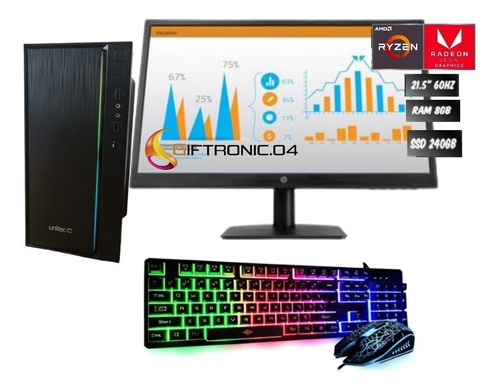 Pc Gamer Ryzen 3 3200g/8gb Rgb/240 Ssd + Monitor 22