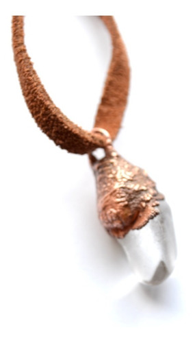 Collar Cuarzo Cristal , Amuleto De Piedra Natural Y Cuero
