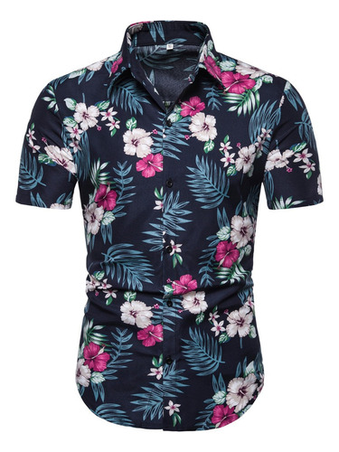 Blusa Camisera De Manga Corta De Lino Bohe Para Hombre, Ajus