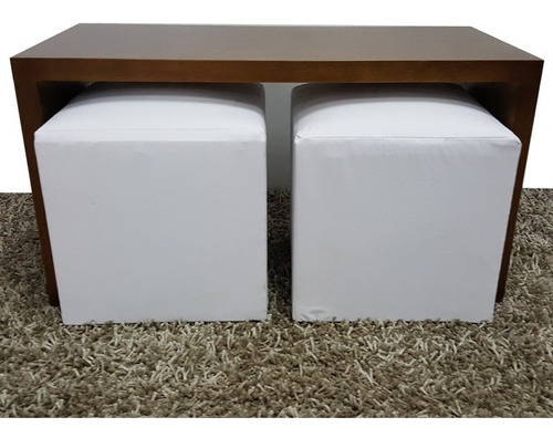 Mesa Ratona Minimalista Con 2 Puff, Acompaña Tus Sillones Gh