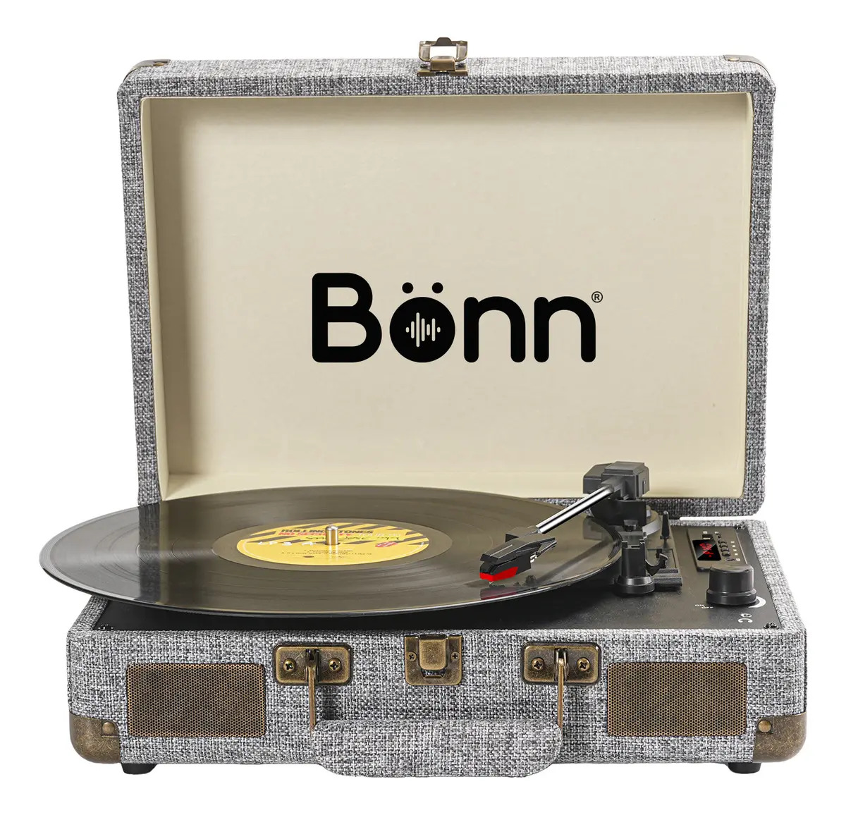 Tocadiscos Bluetooth Tipo MaletĂn PortĂĄtil Bonn Gris