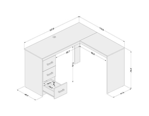 Imagem 3 de 3 de Escrivaninha Politorno Fênix 3 cajones mdp, mdf de 113.9cm x 75.5cm x 41.5cm x 127.8cm castanho