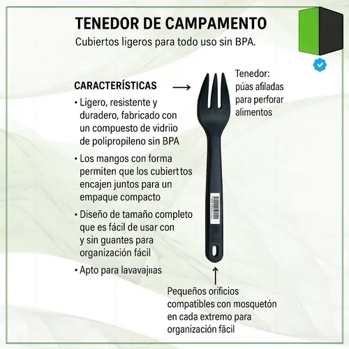 Tenedor Sea To Summit Fork Charcoal Camping Resistente Viaje