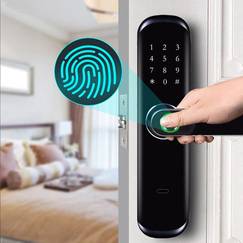 Imagen 2 de 4 de Cerradura Smart Huella Bluetooth Teclado Rfid Wifi Llave
