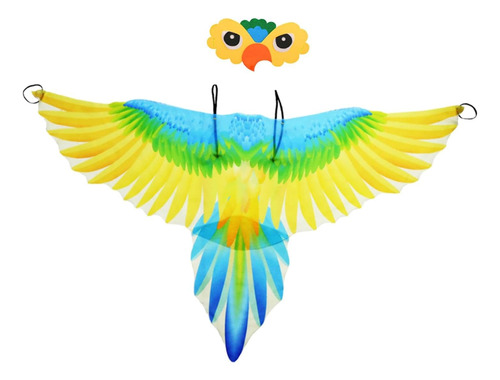 Disfraz Infantil Pájaro Conjunto Capa De Plumas Con Antifaz
