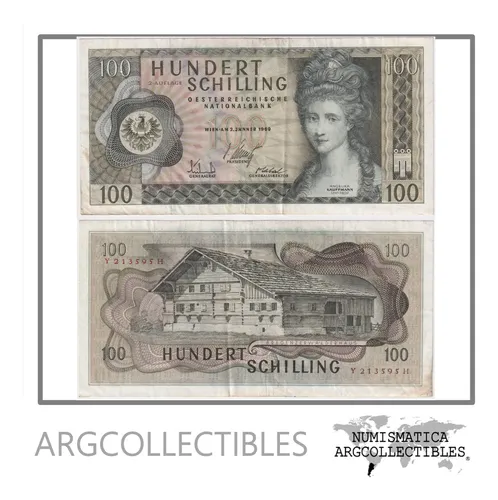 Austria Billete 100 Shilling 1969 P-146 Vf+ (Usado)