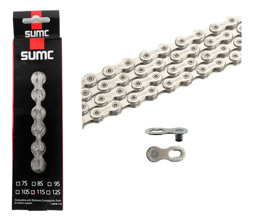 Corrente Sumc 11v Silver Prata 1x11v Com Powerlink Shimano