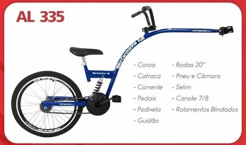 Bicicleta Caroninha Full con amortiguador para remolque Al-335, color gris