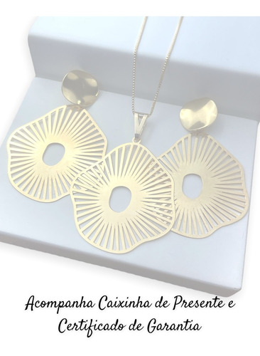 Kit Maxi Brinco Colar Casamento Festa Madrinha Grande Luxo