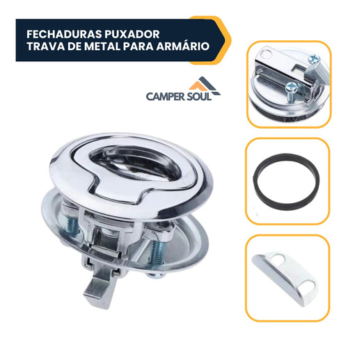 Fechaduras Puxador Trava Metal Armario Motorhome Trailr Iate