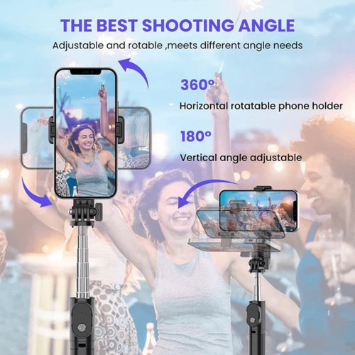 Trípode Celular Palo Selfie Stick Bluetooth Control Remoto Negro