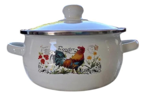 Cacerola Vintage Tapa Vidrio 14 Cm Aleppo Rooster Blanco